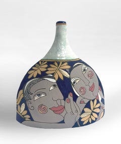 Under the Starry Dome, Contemporary Ceramic Sculpture, 12 x 12" Handcrafted Vase
