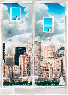 Love in the Big City: Surrealist Mixed Media Painting on Canvas