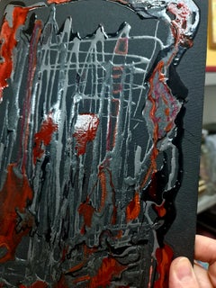 "Cage” is an abstract painting on a black background by Volskaya Liliya