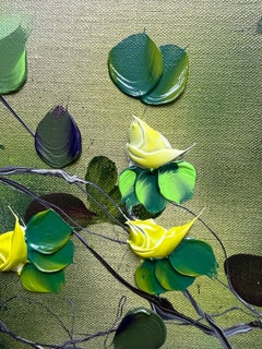 Still Unfolding - 3d Art Spray Paint Painting on Linen Canvas, floral art, roses