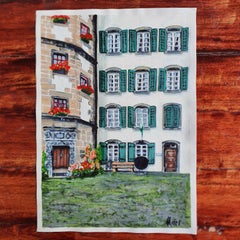 Cortile del centro storico di Zofingen — Dipinto originale in acrilico su tela