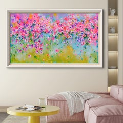 Sakura Pink Cherry Tree Flower Blossom Acrylic Painting, Floral, Flowers, Joy