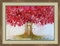 FANTASY WITH FLOWERS 292: (Serie 300+), Mischtechnik, Papier, 42 x 59 cm.