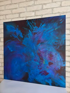 Crystallization, Abstract 100 x 100 Acrylic Painting, Signed