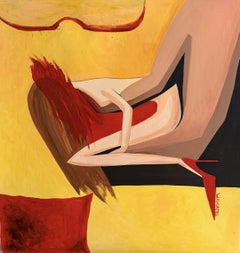 Anatomy of Tension, Figurative Painting, 100 x 95 cm, Unframed Canvas