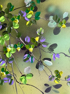 Ma, the Quiet Space - extra large painting on canvas, teal, green lila colors