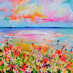 Wild Beach Sunset - Waves in the Sunset, Ocean, Poppy, Poppies, Sea, Signed