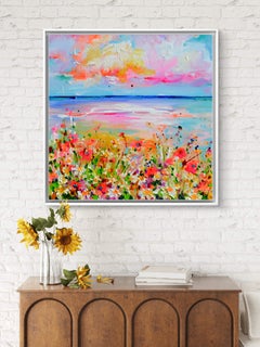 Wild Beach Sunset - Waves in the Sunset, Ocean, Poppy, Poppies, Sea, Signed