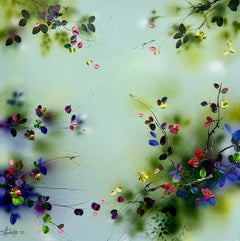 Shine Anyway - Contemporary floral colorful large painting on linen canvas