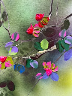 Shine Anyway - Contemporary floral colorful large painting on linen canvas
