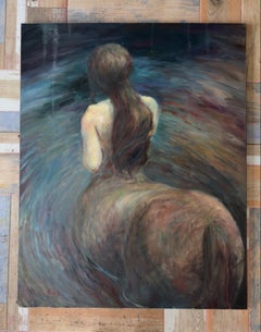 Bathing, Impressionist Oil on Canvas, Signed 100 x 125 cm Artwork