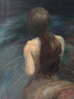 Bathing, Impressionist Oil on Canvas, Signed 100 x 125 cm Artwork