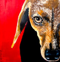Portrait d'un teckel « Introspection 2 » - ÉCOLE FRANÇAISE « Chut, les Barbizons ! » CHIEN