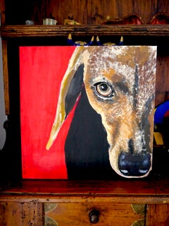 Portrait d'un teckel « Introspection 2 » - ÉCOLE FRANÇAISE « Chut, les Barbizons ! » CHIEN