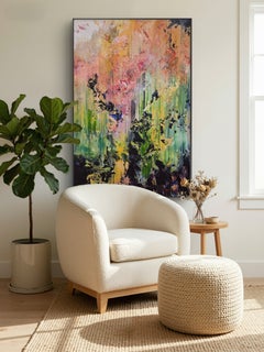 «Sombras del bosque»: cuadro abstracto grande en acrílico sobre lienzo, 120 x 80 cm