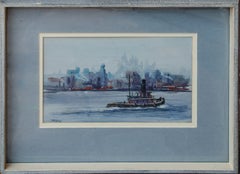 Watercolor of Tugboat in NY-NJ Harbor by Joseph Torre