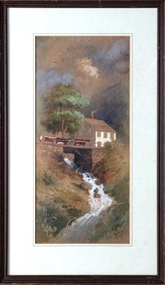 Aquarelle impressionniste américaine représentant des vaches au pâturage, par J. Augustus Beck