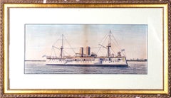USS Maine 1890s Watercolor by Mystery Artist