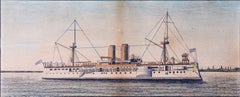 USS Maine 1890s Watercolor by Mystery Artist