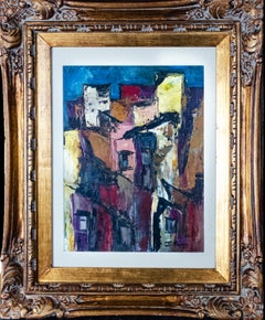 1987 Semi-Abstracted City Houses painting by J.R. Kuhn