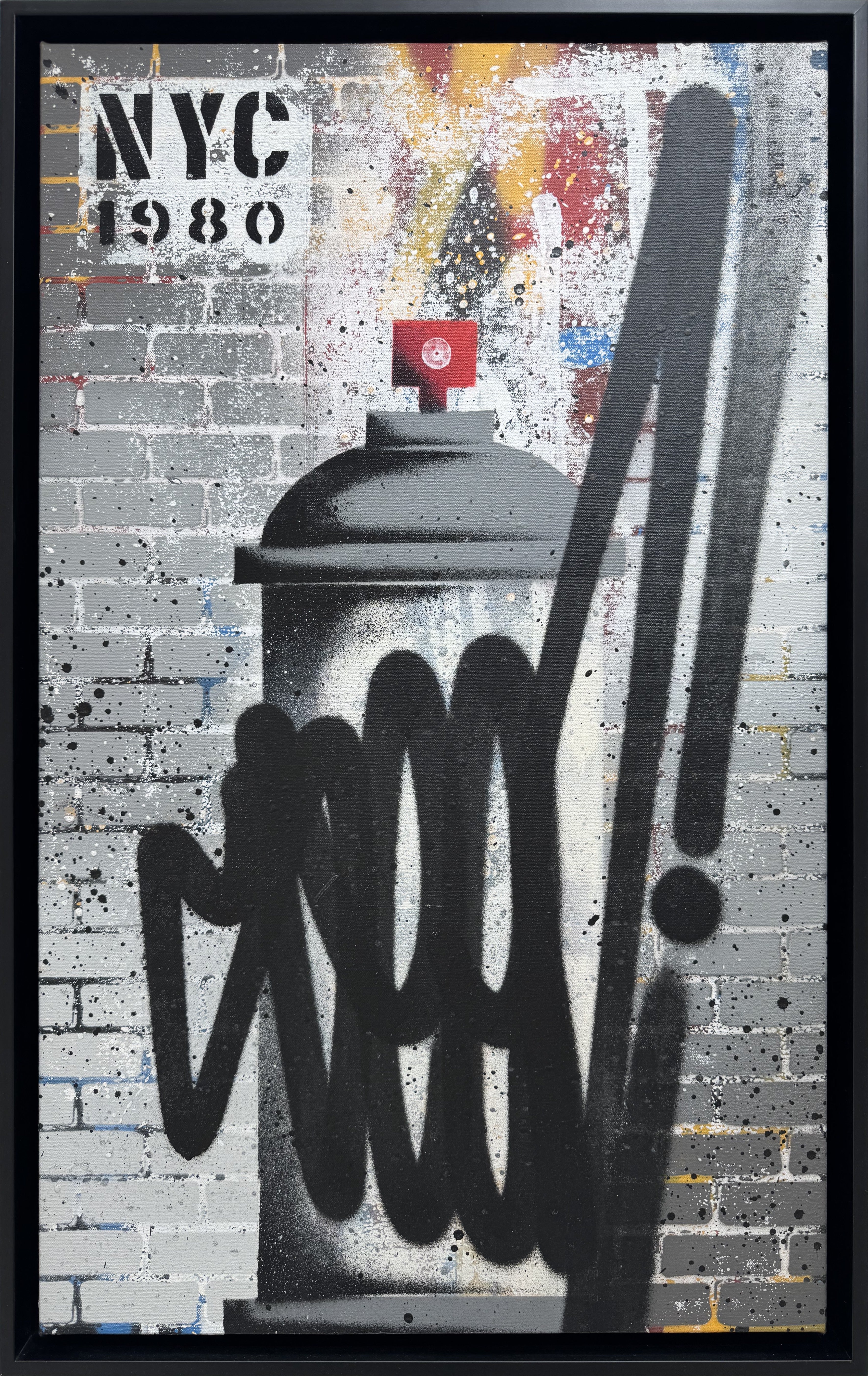 NYC Street, Spray Paint on Canvas, Street Art, Framed, 2010-