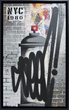 NYC Street, vernice spray su tela, arte di strada, incorniciato, 2010-