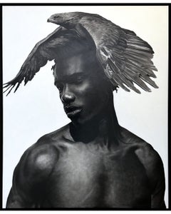 Portrait « Metáfora » : fusain et acrylique sur toile, art contemporain