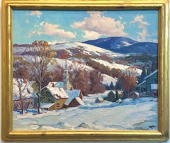 Aldro T. Hibbard Ölgemälde "Winterlandschaft" New England Schneelandschaft
