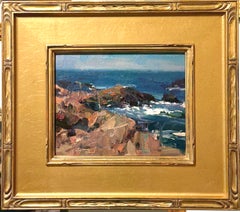 «Rocky Coastal Surf», pintura al óleo original de un paisaje marino de Tad Retz