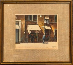 "Estate tranquilla, Roma" - Scena di strada in acquerello originale