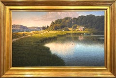 "The Blue Skiff", Original Luminist Oil Painting Landscape by Joseph McGurl