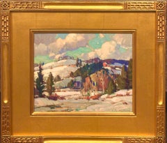 Aldro T Hibbard Red House on the Hill Original Oil Winter Landscape Painting