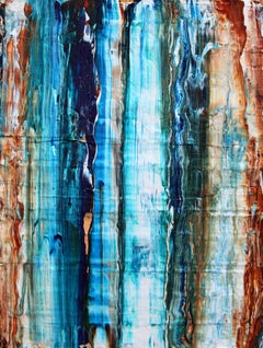 Peinture acrylique abstraite texturée « Colorado Time » : œuvre contemporaine aux rayures éclatantes
