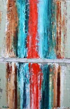 Bright Evening Shades Textured Vibrant Striped Contemporary Abstract Painting