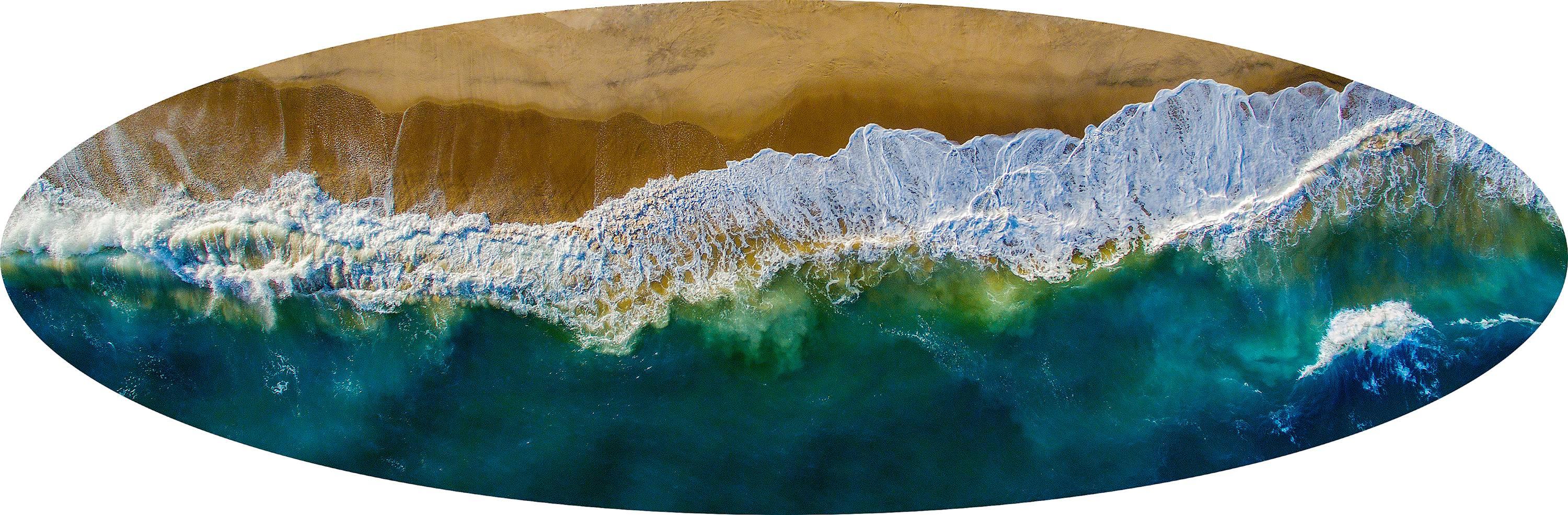 Surf in Montauk, wave, aerial view of the ocean and beach in Montauk - Photograph by Albert Delamour