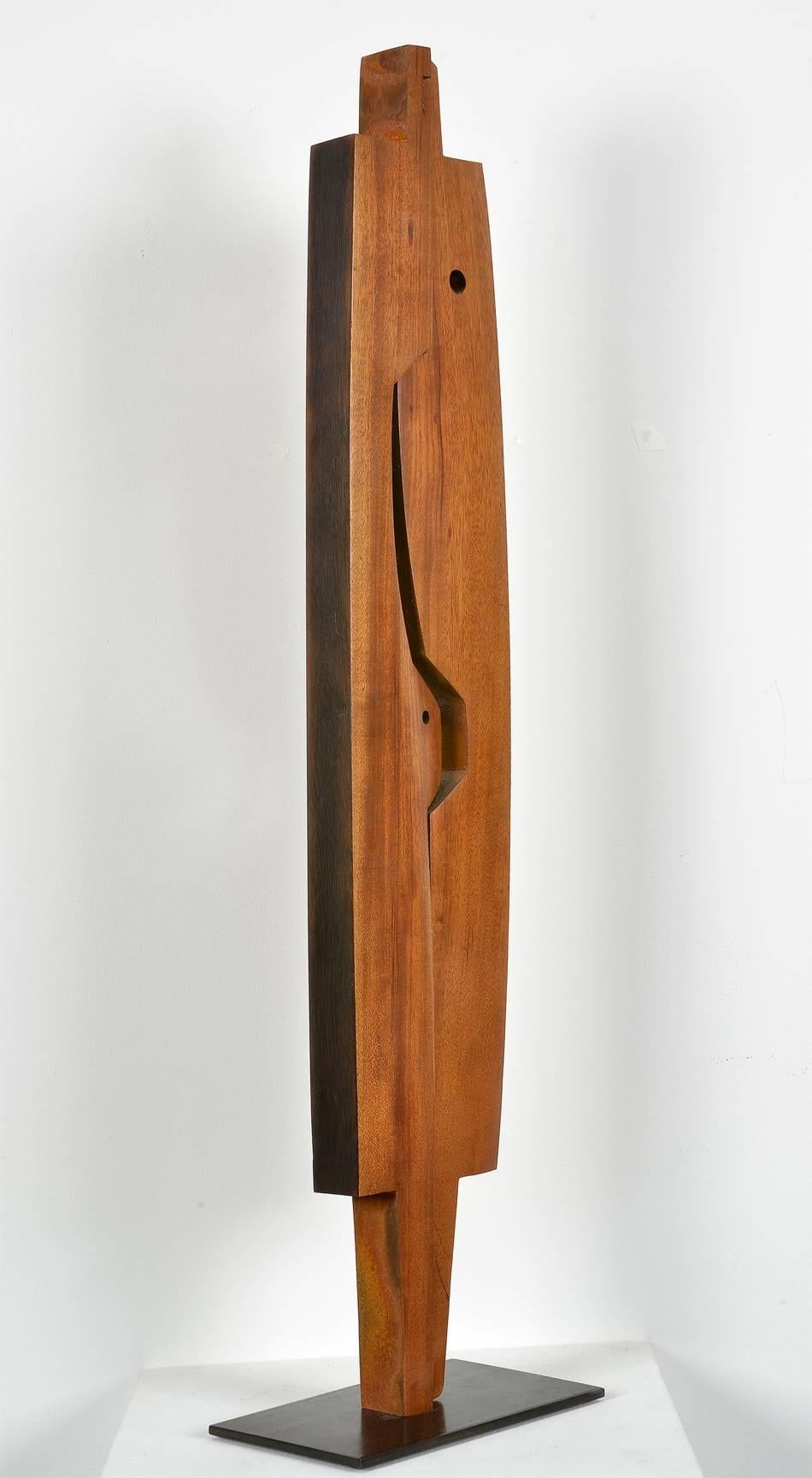 mahogany sculpture, mid-century style, Figurine - Abstract Sculpture by Pascal Pierme