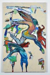 Colorful painting about sport, movement, showing athletic and sport performance
