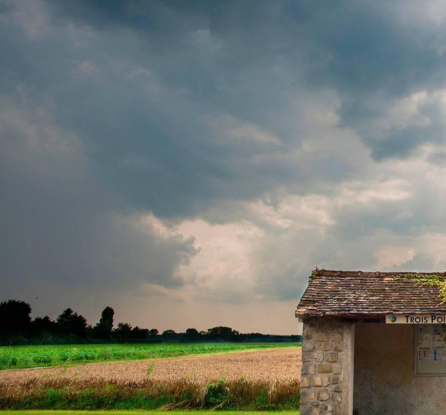 French Countryside, Barbizon, France, Old house on countryside road - Contemporary Photograph by Albert Delamour