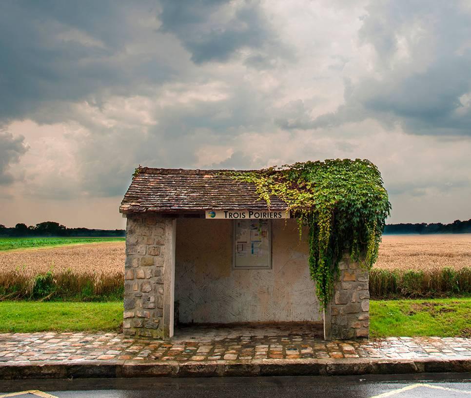 French Countryside, Barbizon, France, Old house on countryside road - Photograph by Albert Delamour