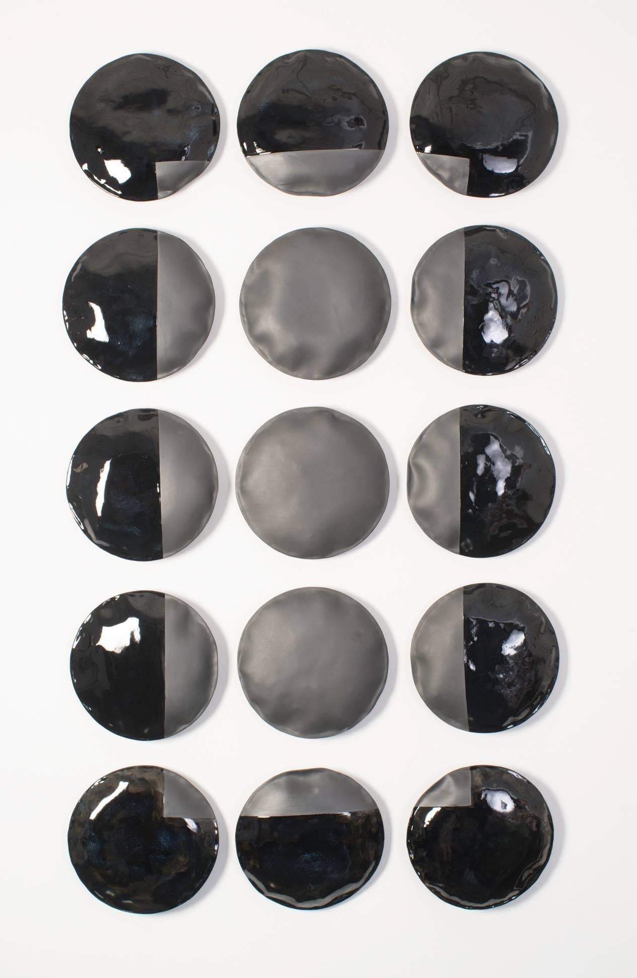 Stepanka Horalkova Abstract Sculpture - Black Porcelaine pillows, Mirror