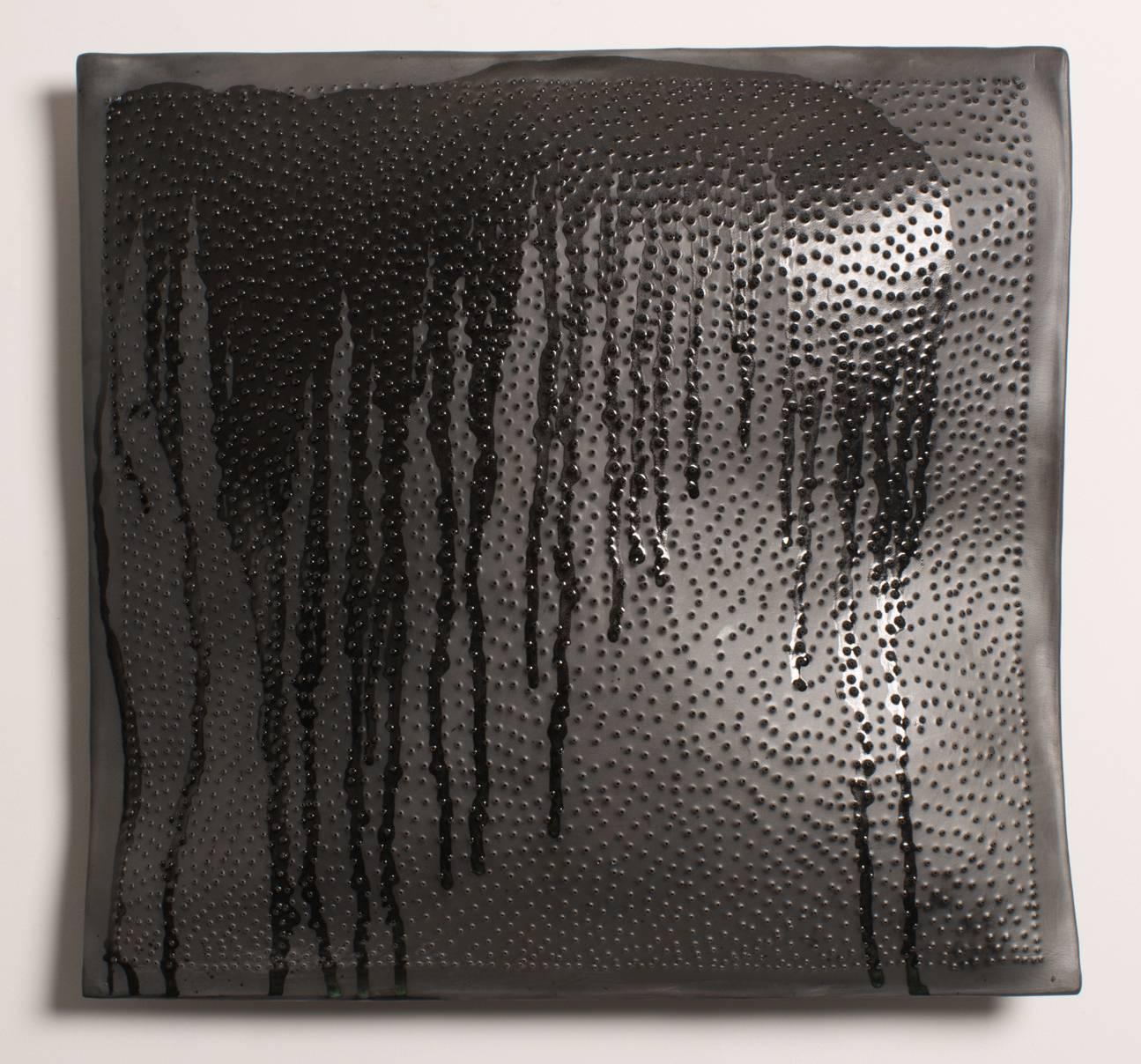 Stepanka Horalkova Abstract Sculpture - Black Porcelain pillows with drips, Color Study