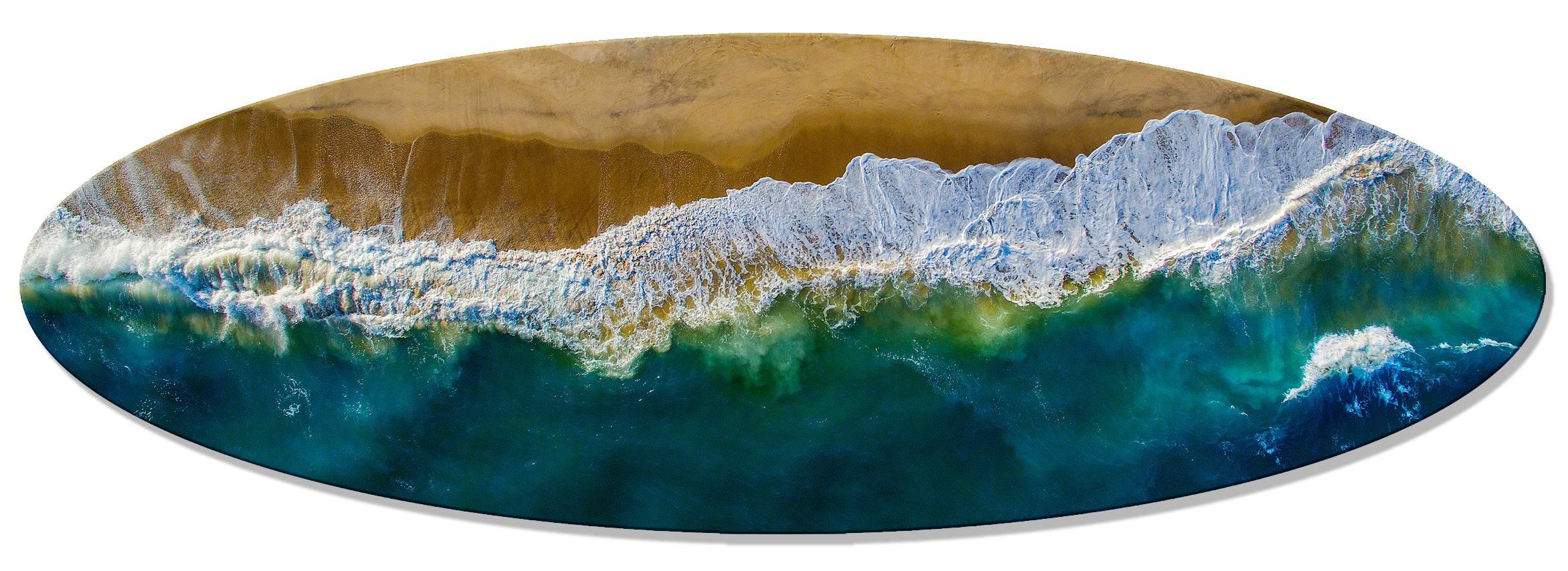 Albert Delamour Landscape Photograph - Surf in Montauk, wave, aerial view of the ocean and beach in Montauk