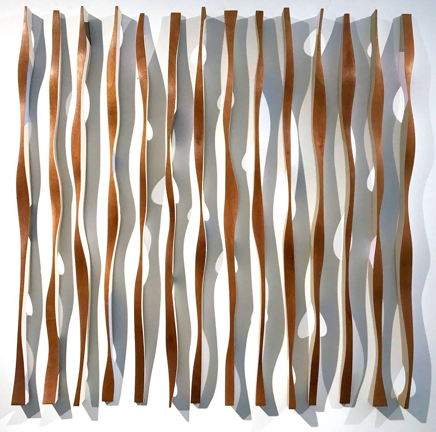 Mural installation, wood sculpture, kinetic, Origines Antipodes 22 - Sculpture by Pascal Pierme