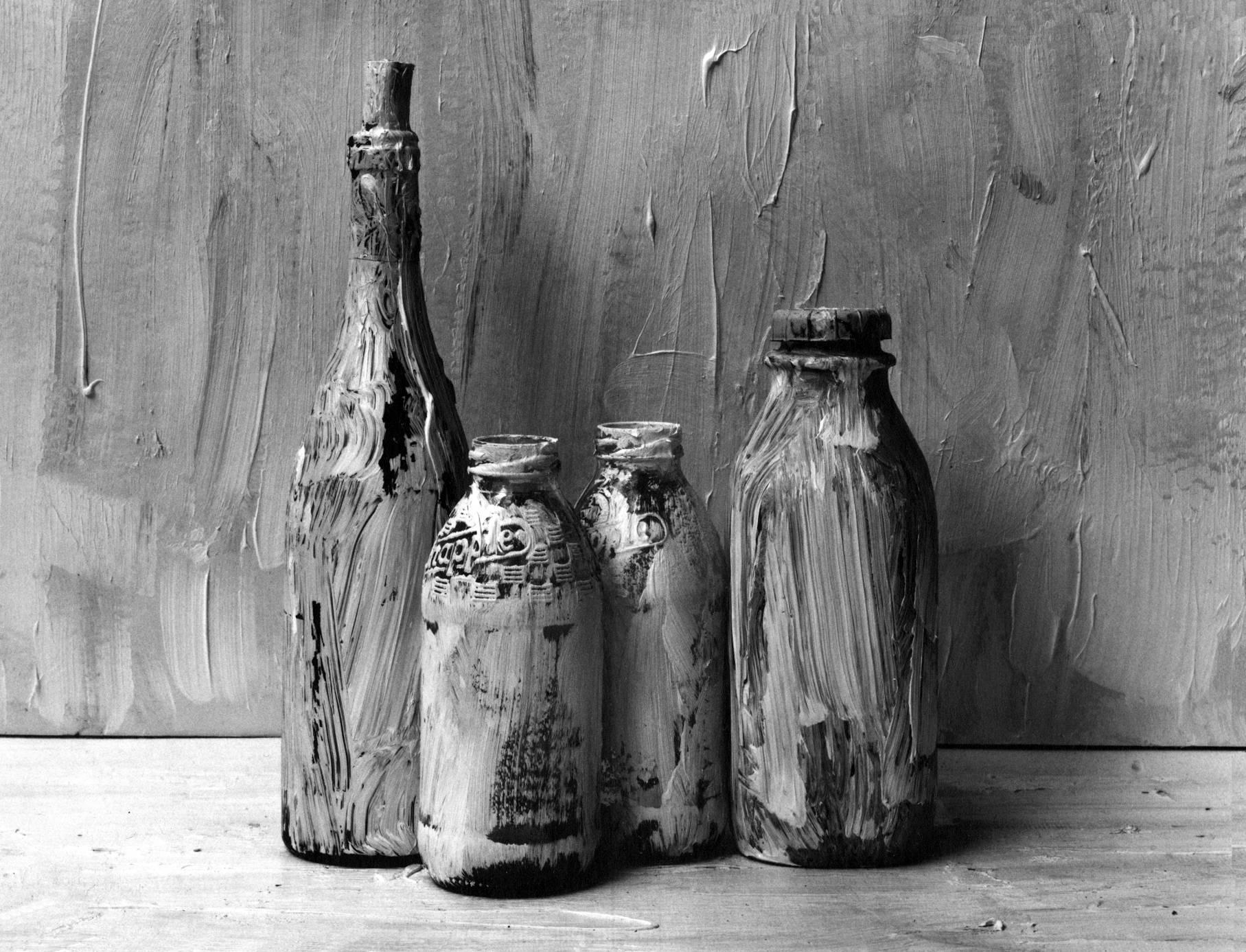 Alexandra Catiere Still-Life Print - Homage to Morandi, Black and white still life photography, Painted Bottles