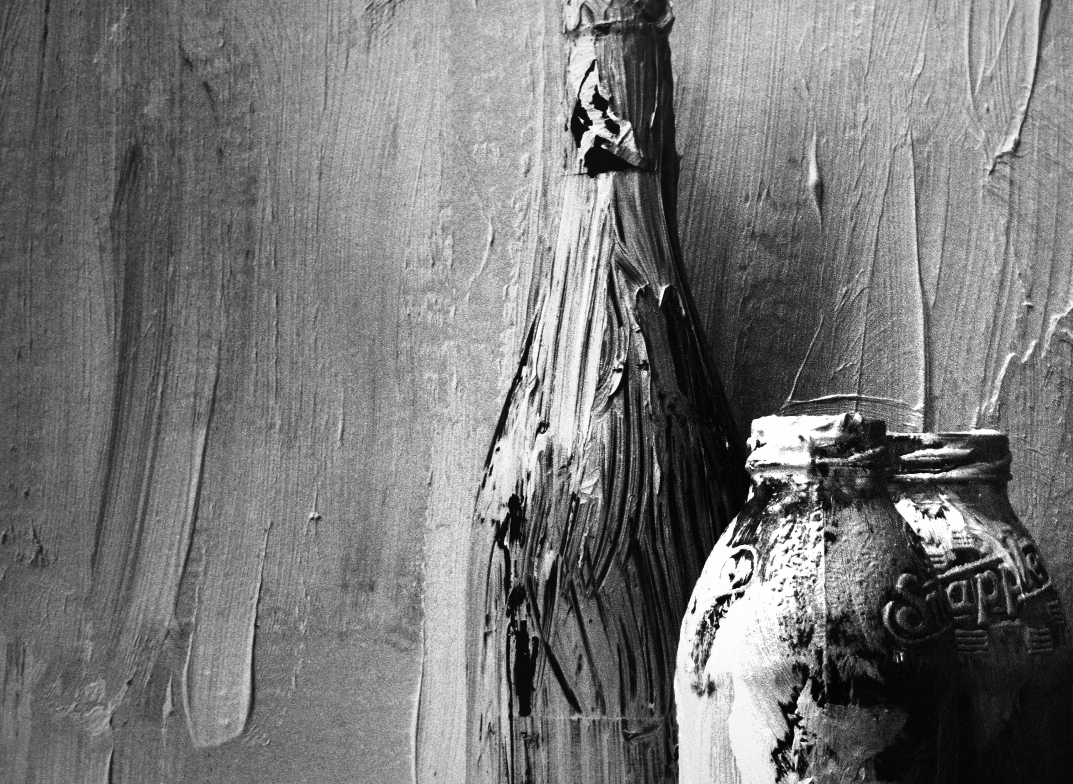 Homage to Morandi, Black and white still life photography, Painted Bottles - Print by Alexandra Catiere
