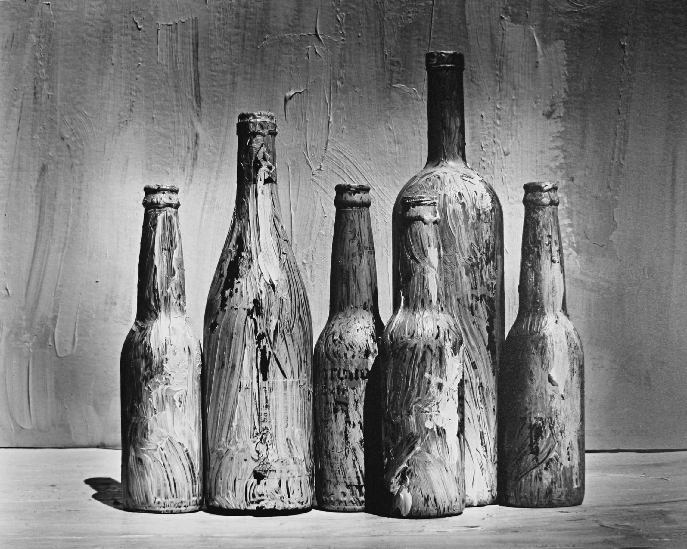 Alexandra Catiere Still-Life Print - Homage to Morandi, Black and white still life photography, Painted Bottles