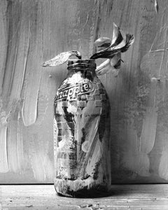 Picture of Painted Bottle with Flower, Black and white Still life photography