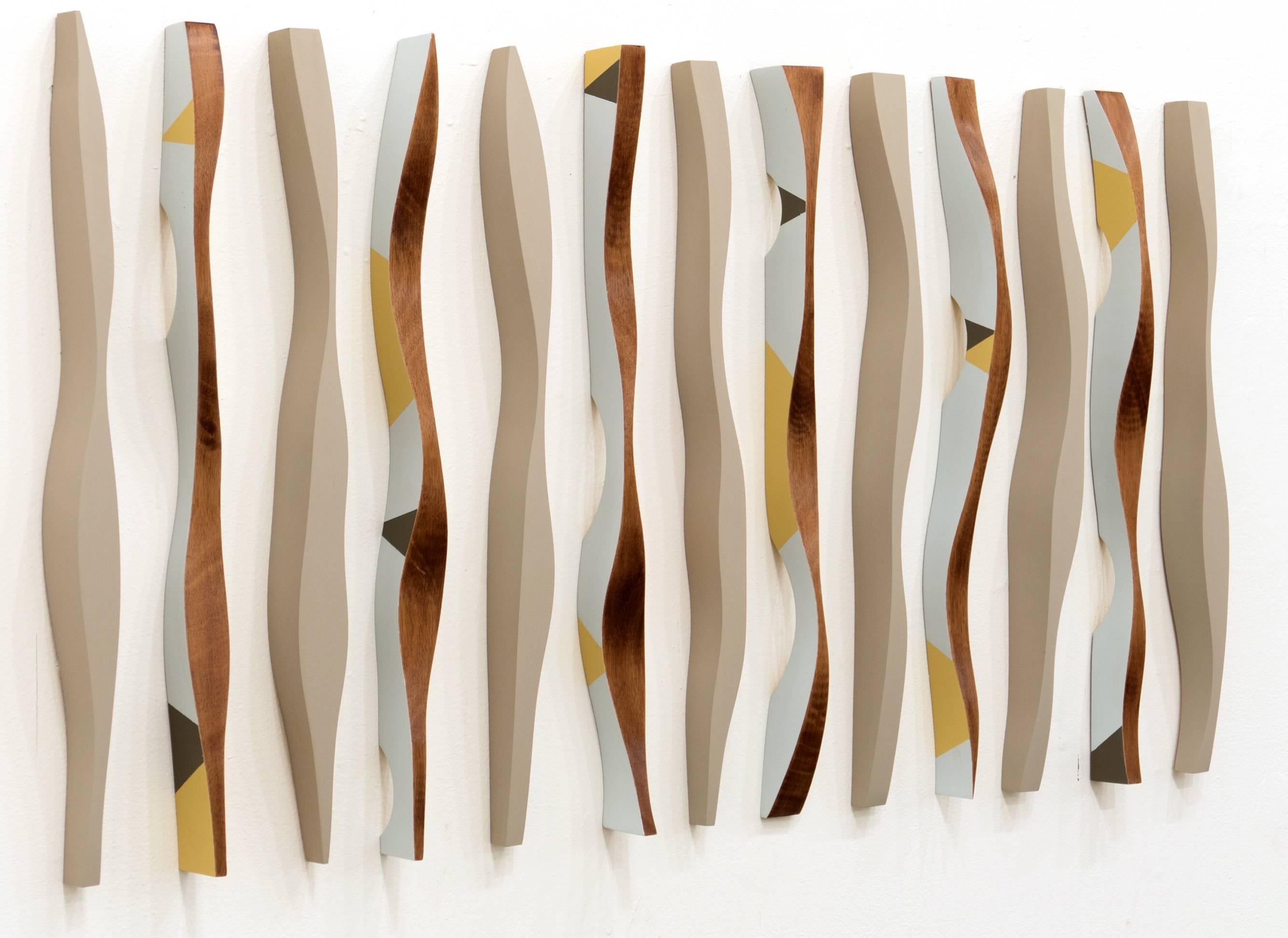 Wood sculpture, Mural Installation, Mid Century style  - Abstract Sculpture by Pascal Pierme