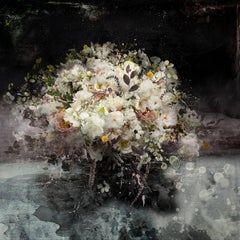 Photo composition with flowers, divine light, dark background, Circa 1930 