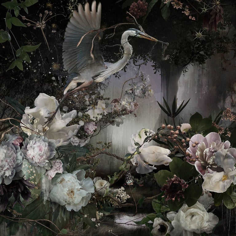 Ysabel Lemay beautiful photo collage with birds, flowers and trees, Eden I - Photograph by Ysabel Lemay